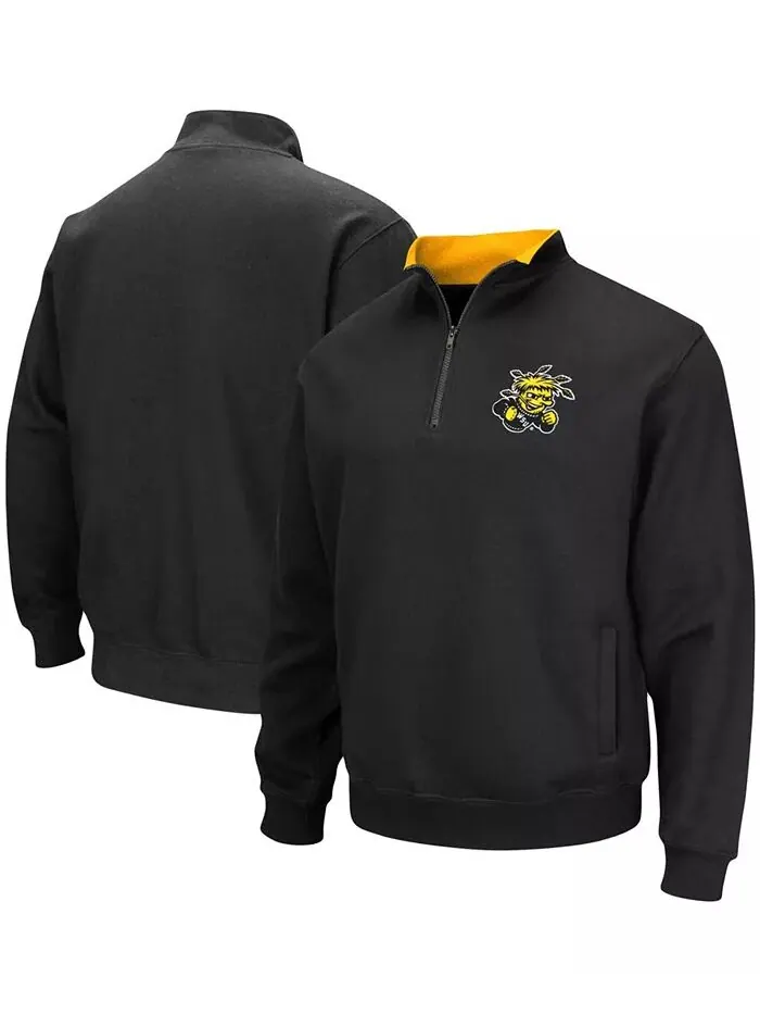 Мужская черная толстовка Wichita State Shockers Tortugas Logo с застежкой-молнией на четверть — изображение 1 из 3