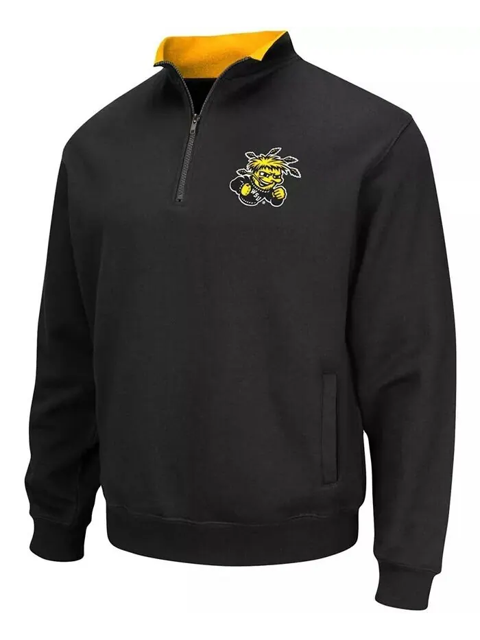 Мужская черная толстовка Wichita State Shockers Tortugas Logo с застежкой-молнией на четверть — изображение 2 из 3