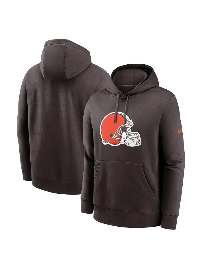 Мужская коричневая толстовка с капюшоном Cleveland Browns Club Logo Pullover Hoodie Nike — изображение 1 из 3