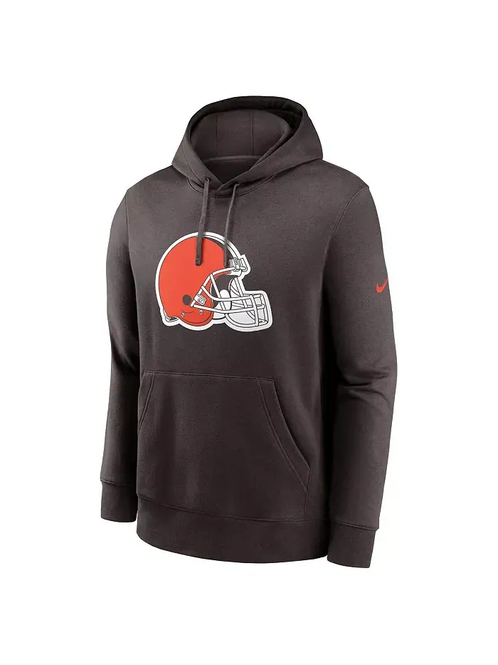 Мужская коричневая толстовка с капюшоном Cleveland Browns Club Logo Pullover Hoodie Nike — изображение 3 из 3