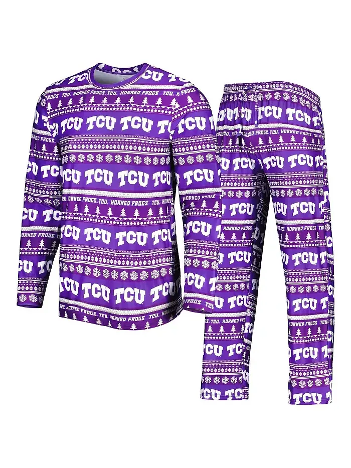 Мужской фиолетовый спальный комплект TCU Horned Frogs с длинными рукавами и брюками Concepts Sport — изображение 1 из 4