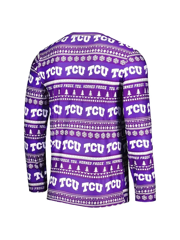 Мужской фиолетовый спальный комплект TCU Horned Frogs с длинными рукавами и брюками Concepts Sport — изображение 3 из 4
