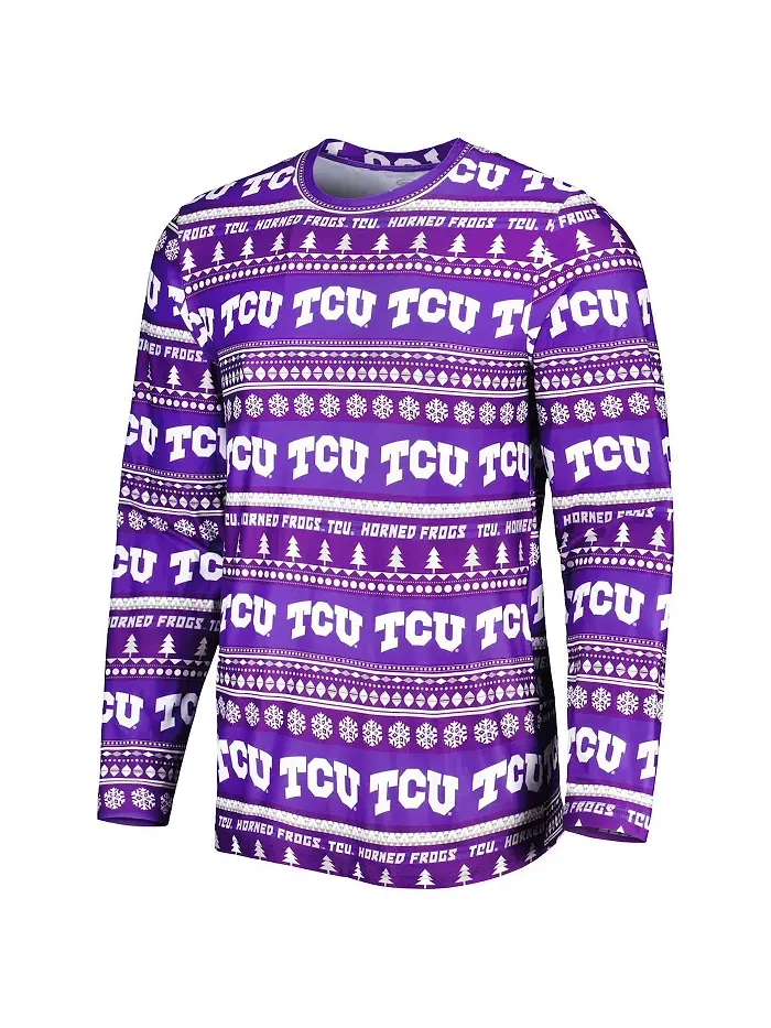 Мужской фиолетовый спальный комплект TCU Horned Frogs с длинными рукавами и брюками Concepts Sport — изображение 4 из 4