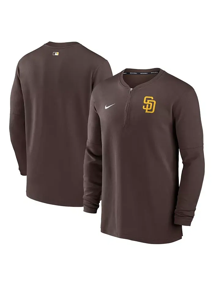 Мужская коричневая толстовка с молнией до середины груди San Diego Padres Authentic Collection Game — изображение 1 из 3