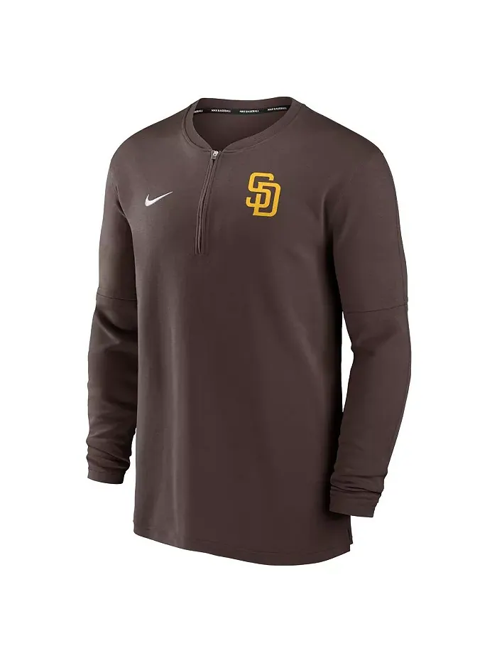 Мужская коричневая толстовка с молнией до середины груди San Diego Padres Authentic Collection Game — изображение 2 из 3