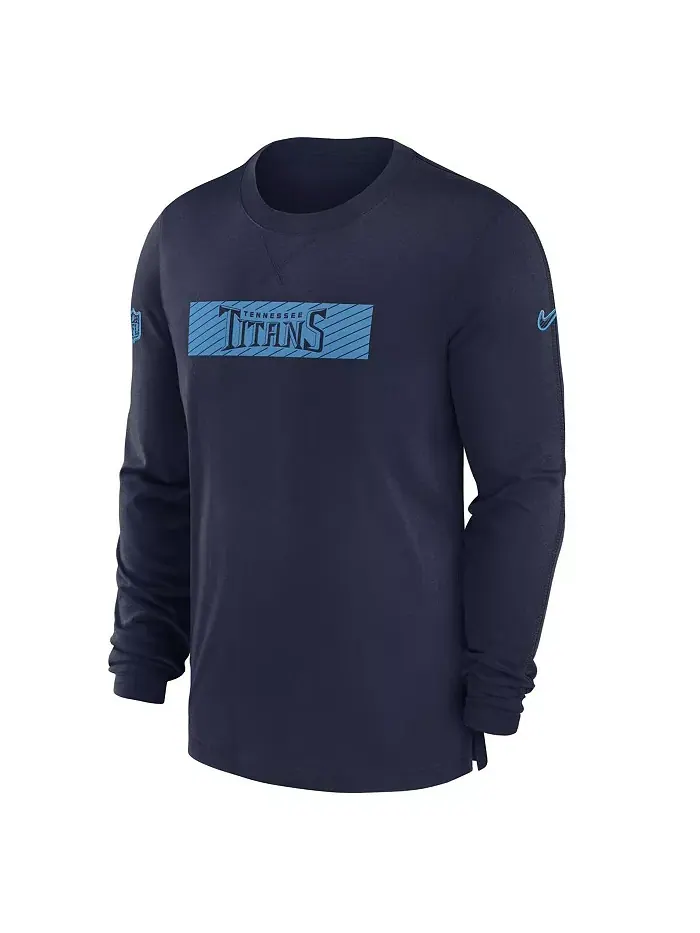 Мужская синяя футболка с длинным рукавом Tennessee Titans Sideline Player Performance Nike — изображение 3 из 3