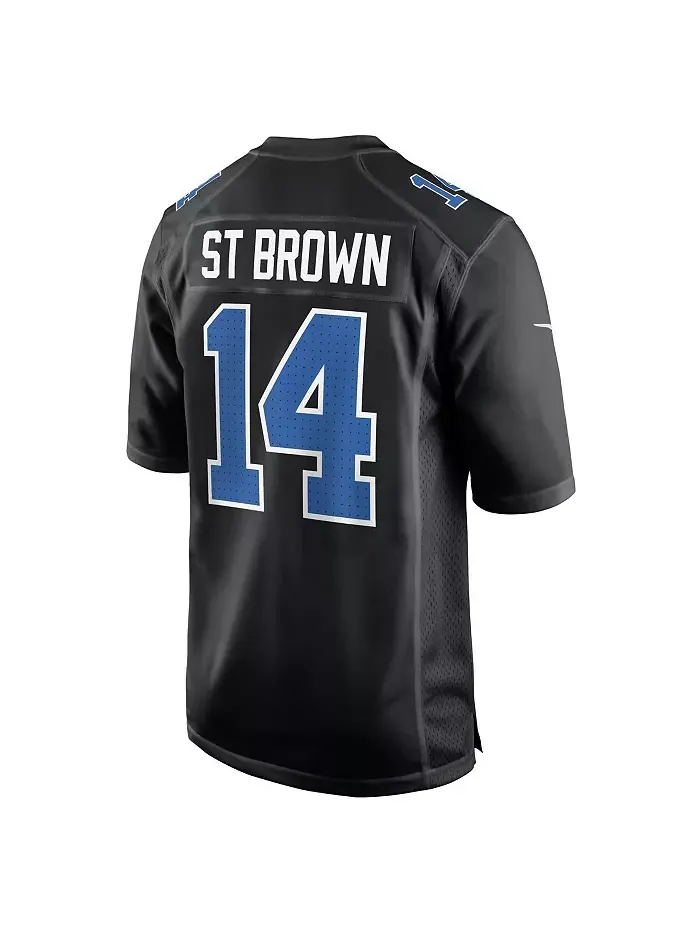 Мужская модная джерси Detroit Lions Carbon в цвете Carbon Black с именем Amon-Ra St. Brown Nike — изображение 3 из 3