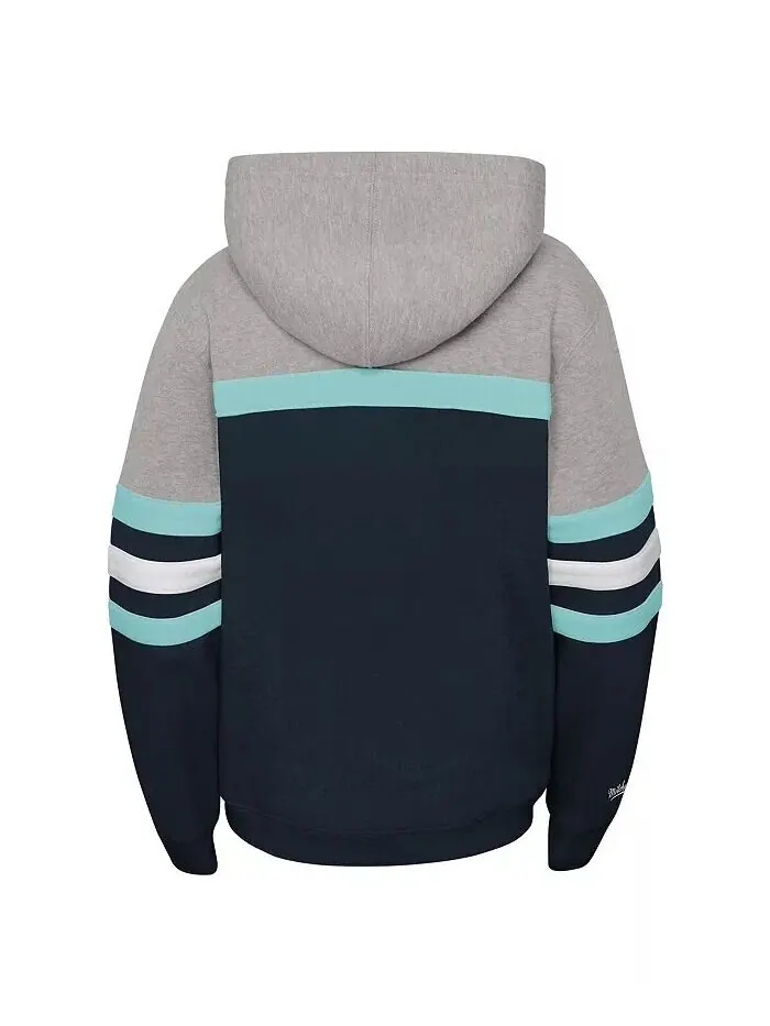 Толстовка с капюшоном Big Boys Sea Blue Seattle Kraken Head Coach Mitchell & Ness — изображение 2 из 3
