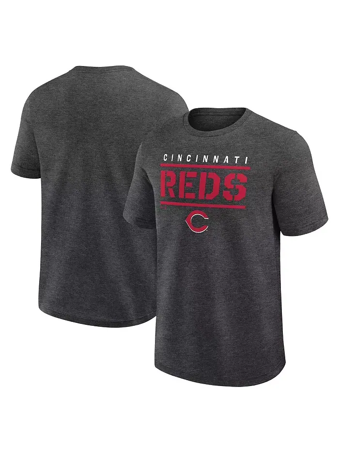 Мужская футболка Heather Charcoal Cincinnati Reds Top Notch Fanatics — изображение 1 из 3