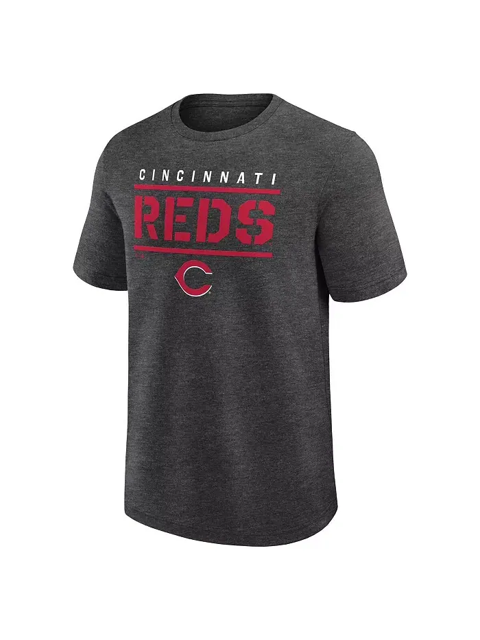Мужская футболка Heather Charcoal Cincinnati Reds Top Notch Fanatics — изображение 2 из 3