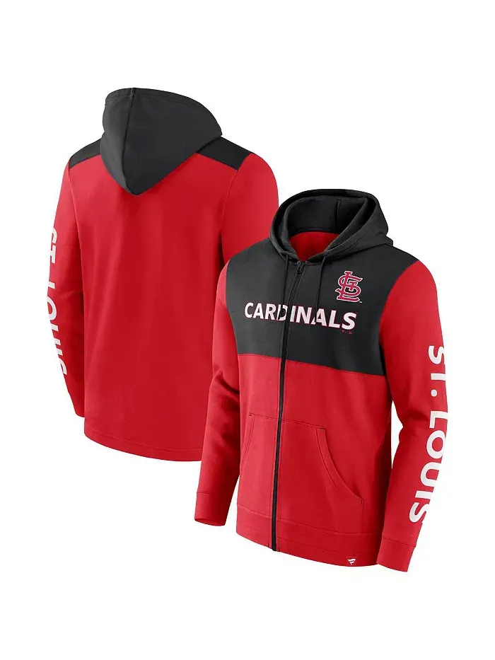 Мужская толстовка с молнией St. Louis Cardinals Ace красного и черного цветов Fanatics — изображение 1 из 3