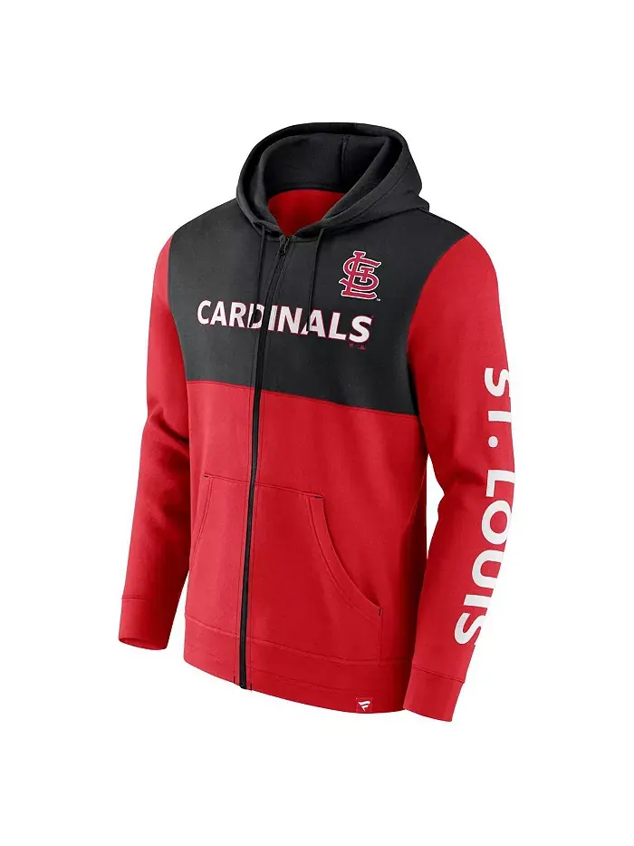 Мужская толстовка с молнией St. Louis Cardinals Ace красного и черного цветов Fanatics — изображение 2 из 3