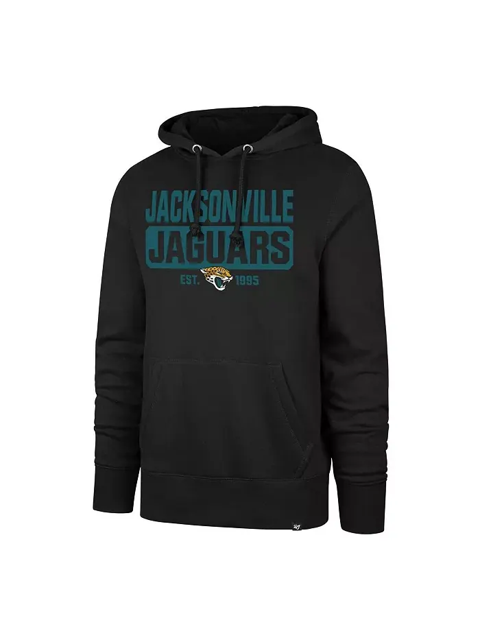 Мужская черная толстовка с капюшоном Jacksonville Jaguars Box Out Headline Pullover Hoodie '47 Brand — изображение 1 из 1