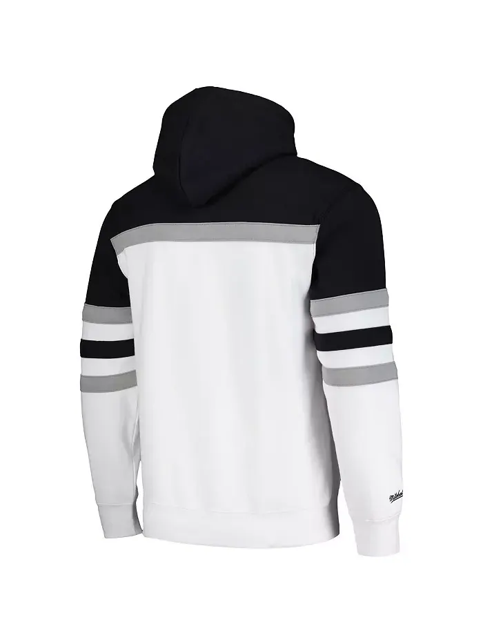 Мужская бело-черная толстовка с капюшоном Los Angeles Kings Head Coach Mitchell & Ness — изображение 3 из 4