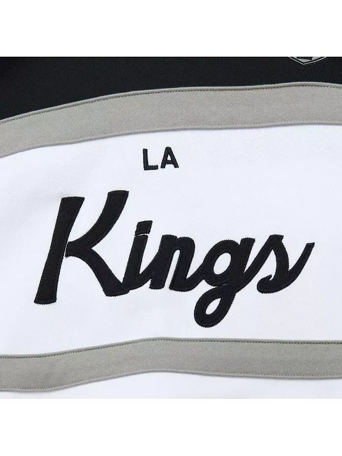 Мужская бело-черная толстовка с капюшоном Los Angeles Kings Head Coach Mitchell & Ness — изображение 4 из 4