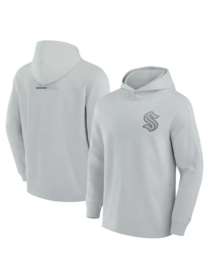 Флисовая толстовка с капюшоном Fanatics Signature серого цвета Seattle Kraken Elements