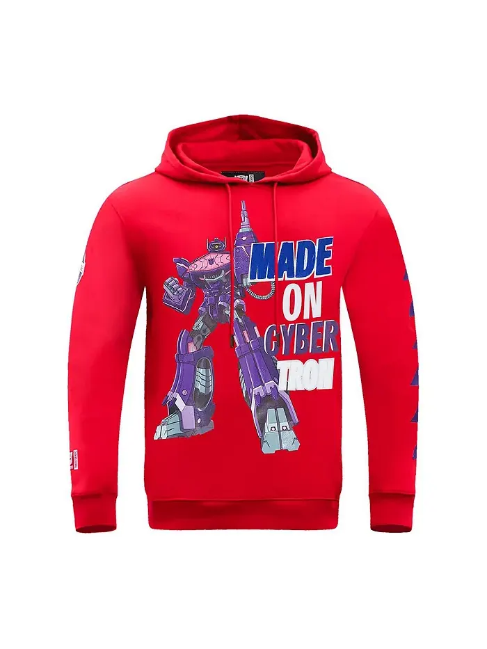 Мужская и женская худи "Transformers Made On Cybertron" красного цвета Freeze Max — изображение 2 из 4