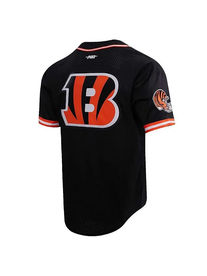 Мужская черная сетчатая бейсбольная футболка на пуговицах Joe Burrow Cincinnati Bengals Pro Standard — изображение 3 из 4