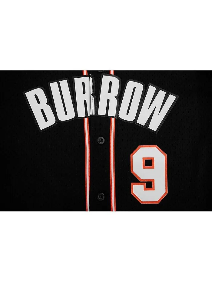Мужская черная сетчатая бейсбольная футболка на пуговицах Joe Burrow Cincinnati Bengals Pro Standard — изображение 4 из 4