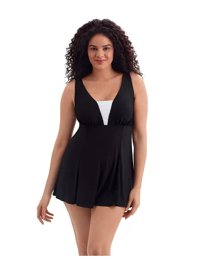 Текстурированный купальный платье с глубоким вырезом Texture Luxe Plunge Swimdress Longitude by — изображение 1 из 3