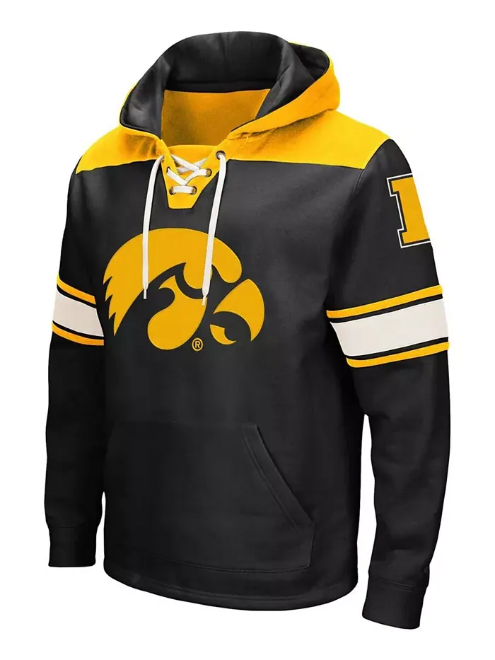 Мужская черная толстовка с капюшоном Iowa Hawkeyes 2.0 на шнурках Colosseum — изображение 2 из 4