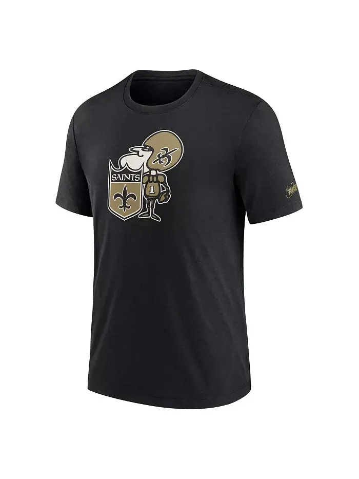 Мужская черная футболка New Orleans Saints Rewind Logo Tri-Blend Nike — изображение 3 из 3