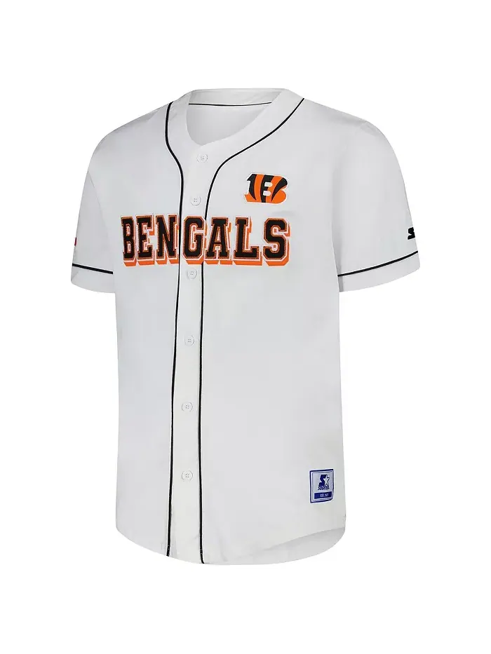 Мужская белая бейсбольная джерси Cincinnati Bengals Relay на пуговицах Starter — изображение 2 из 3
