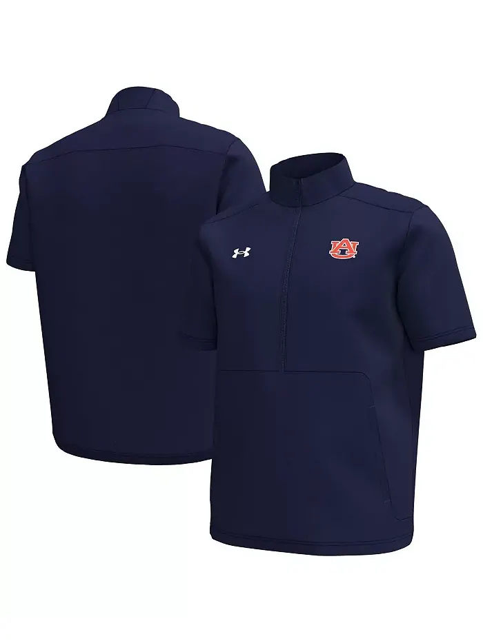 Мужская короткая футболка с четверть-молнией Auburn Tigers Motivate в темно-синем цвете Under Armour — изображение 1 из 3
