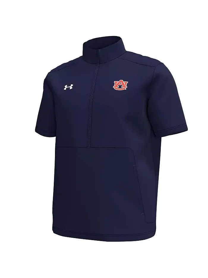 Мужская короткая футболка с четверть-молнией Auburn Tigers Motivate в темно-синем цвете Under Armour — изображение 3 из 3