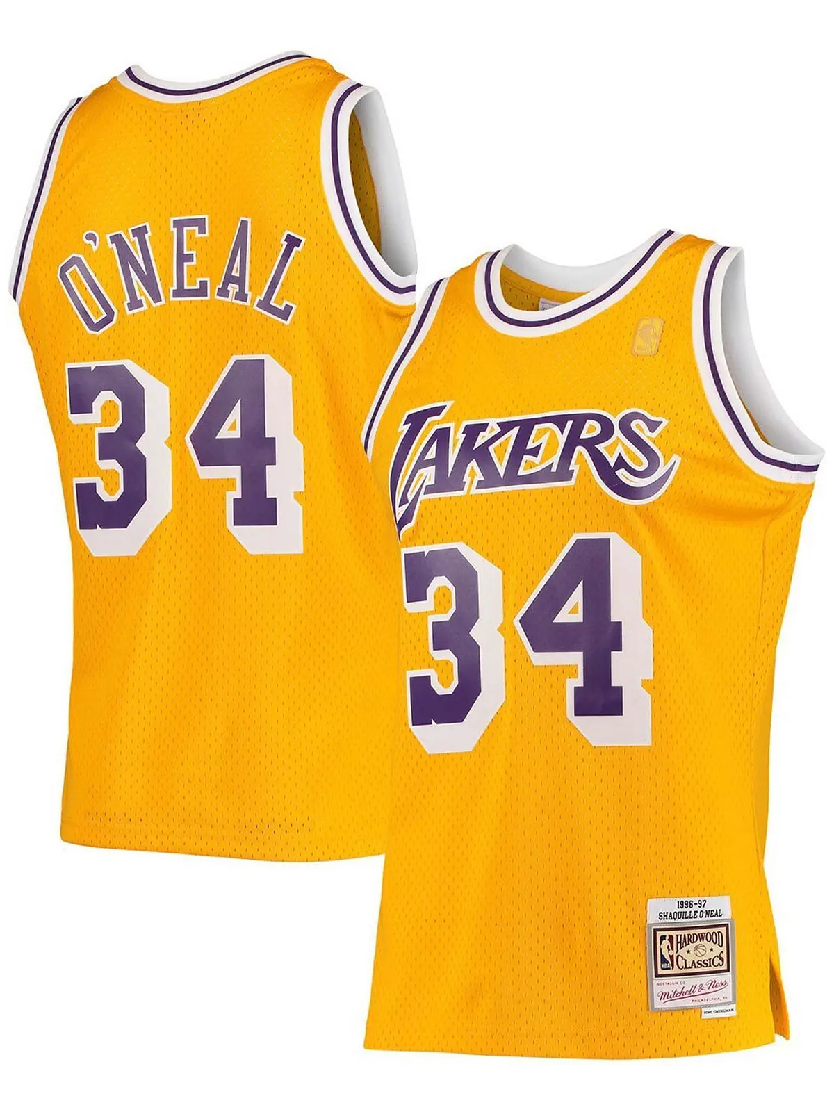 Мужская футболка shaquille o'neal gold tone los angeles lakers hardwood classics 1996-97 swingman — изображение 1 из 3