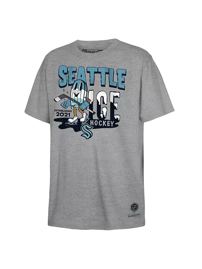 Футболка с принтом Seattle Kraken в виде эскимо для мальчиков и девочек, серая Mitchell & Ness — изображение 1 из 1
