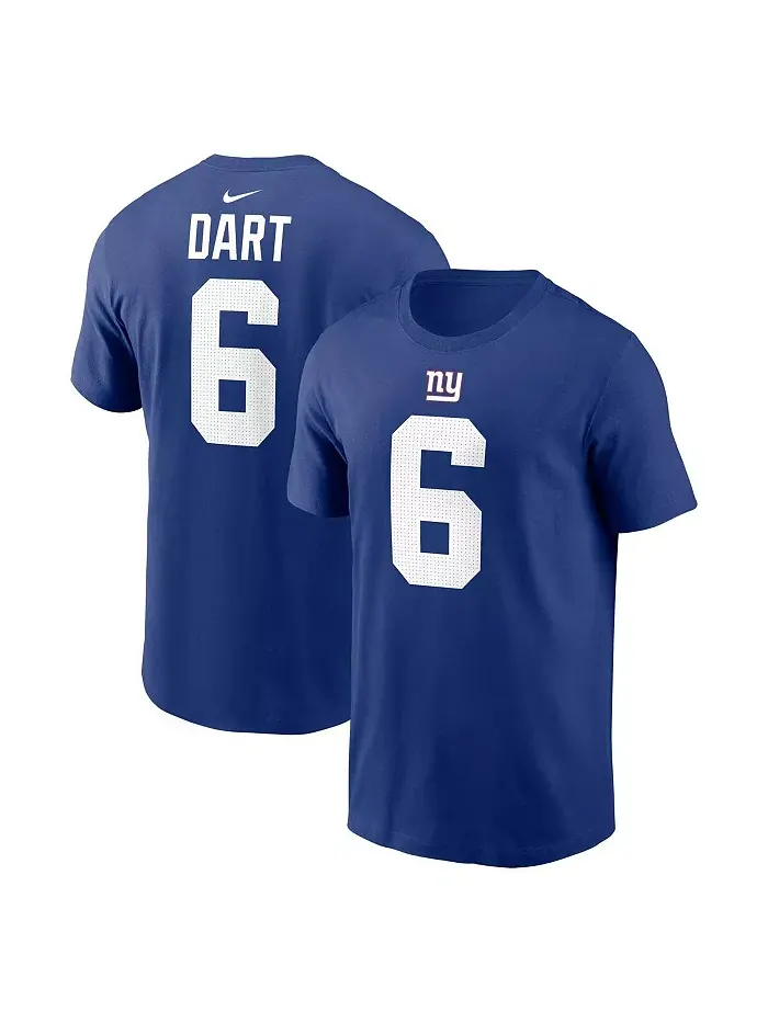 Мужская футболка Jaxson Dart Royal New York Giants с именем и номером Nike — изображение 1 из 3