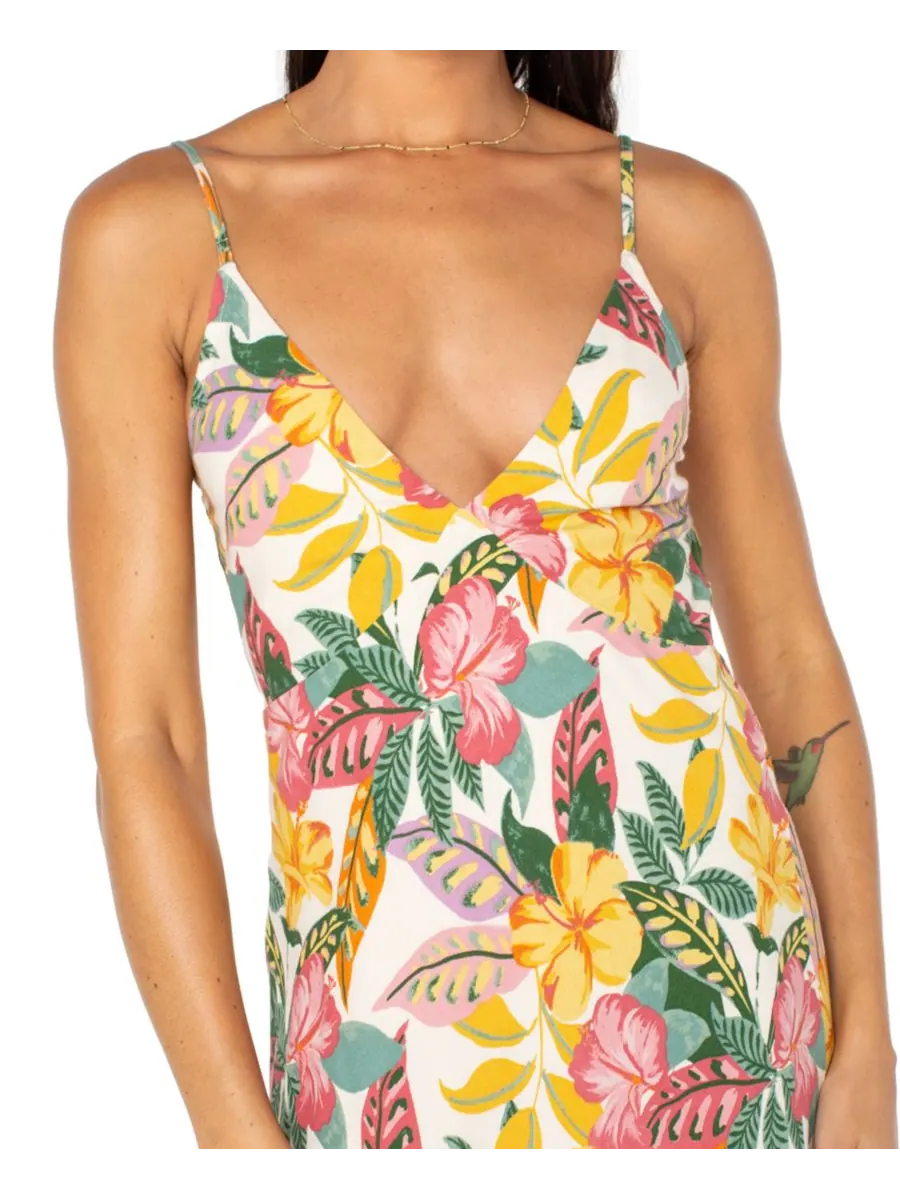 Детское длинное платье с цветочным принтом Lost Paradise Tie-Beck Roxy, Egret Sangria Tropics — изображение 4 из 4
