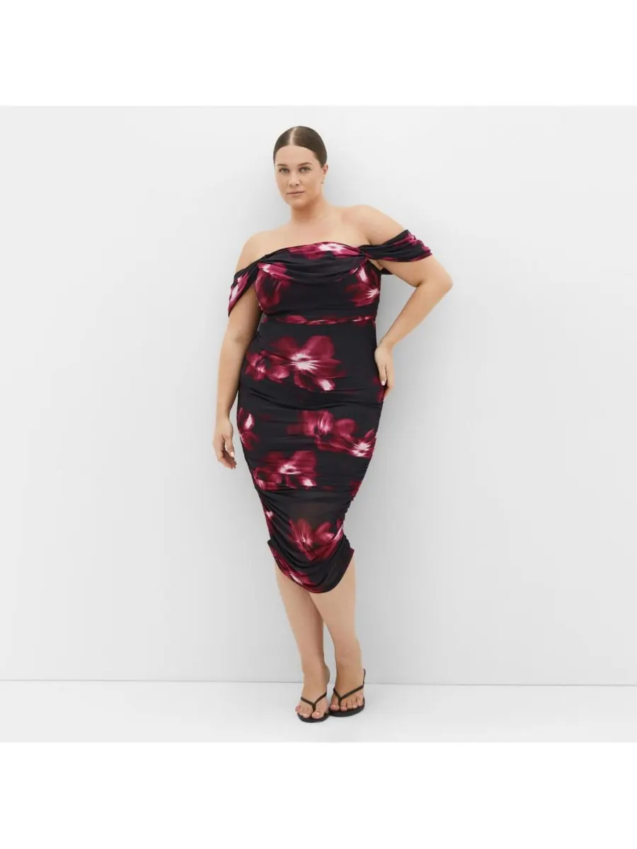 Платье Jazmin с принтом больших размеров CITY CHIC, Cherry floral — изображение 1 из 4