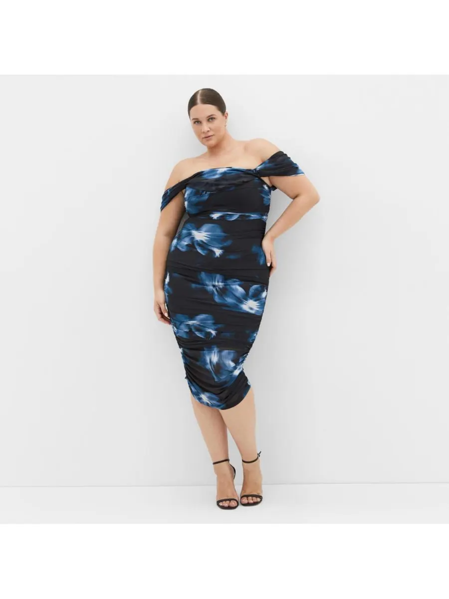 Платье Jazmin с принтом больших размеров CITY CHIC, Teal floral