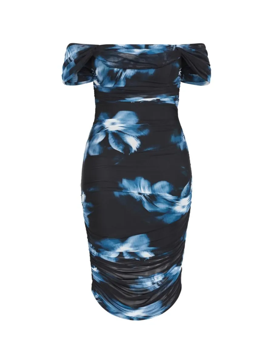 Платье Jazmin с принтом больших размеров CITY CHIC, Teal floral — изображение 3 из 4