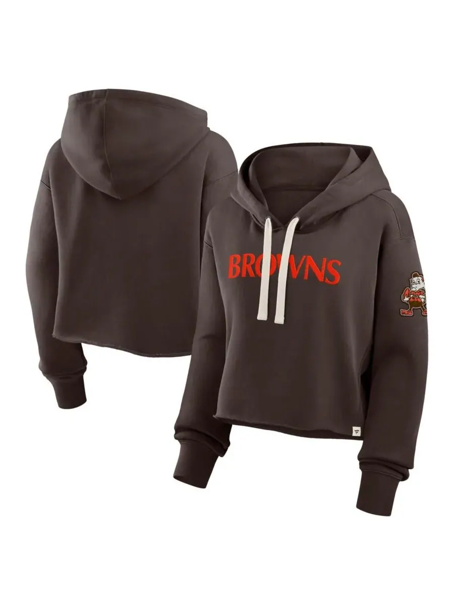 Fanatics Женская коричневая укороченная толстовка Cleveland Browns Oversized Hometown Heritage — изображение 1 из 3