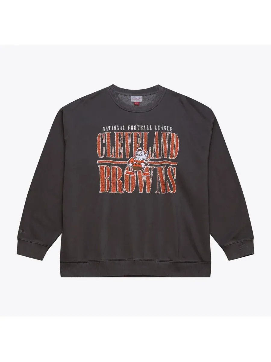 Mitchell & Ness Мужская черная толстовка Cleveland Browns Downtown Crew с винтажным логотипом — изображение 1 из 4, черный