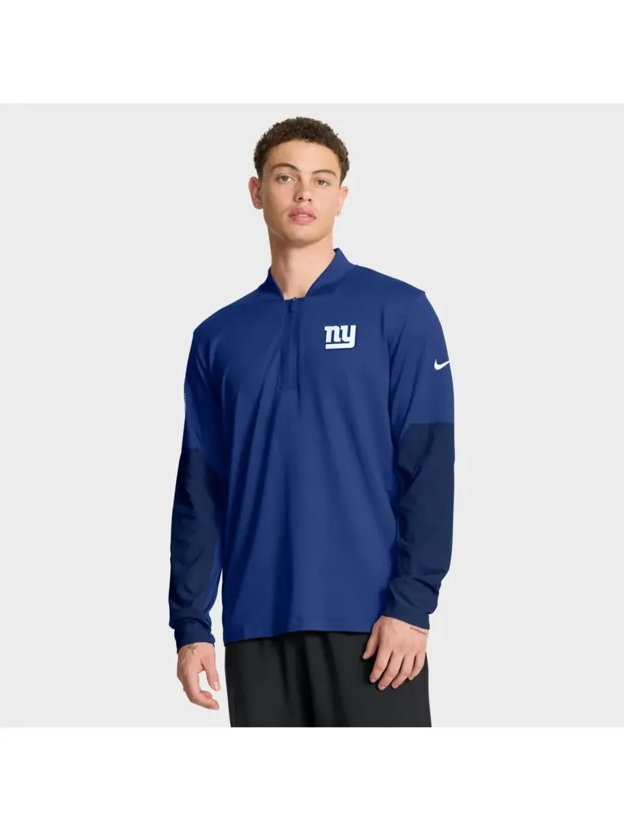 Мужская толстовка с капюшоном Royal New York Giants Sideline Dri-FIT с половинной молнией Nike — изображение 1 из 5