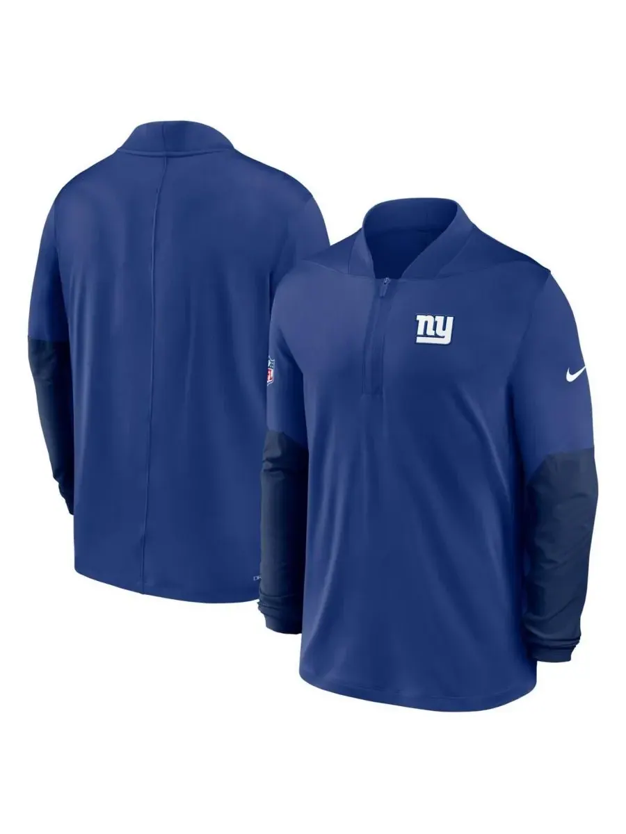 Мужская толстовка с капюшоном Royal New York Giants Sideline Dri-FIT с половинной молнией Nike — изображение 4 из 5