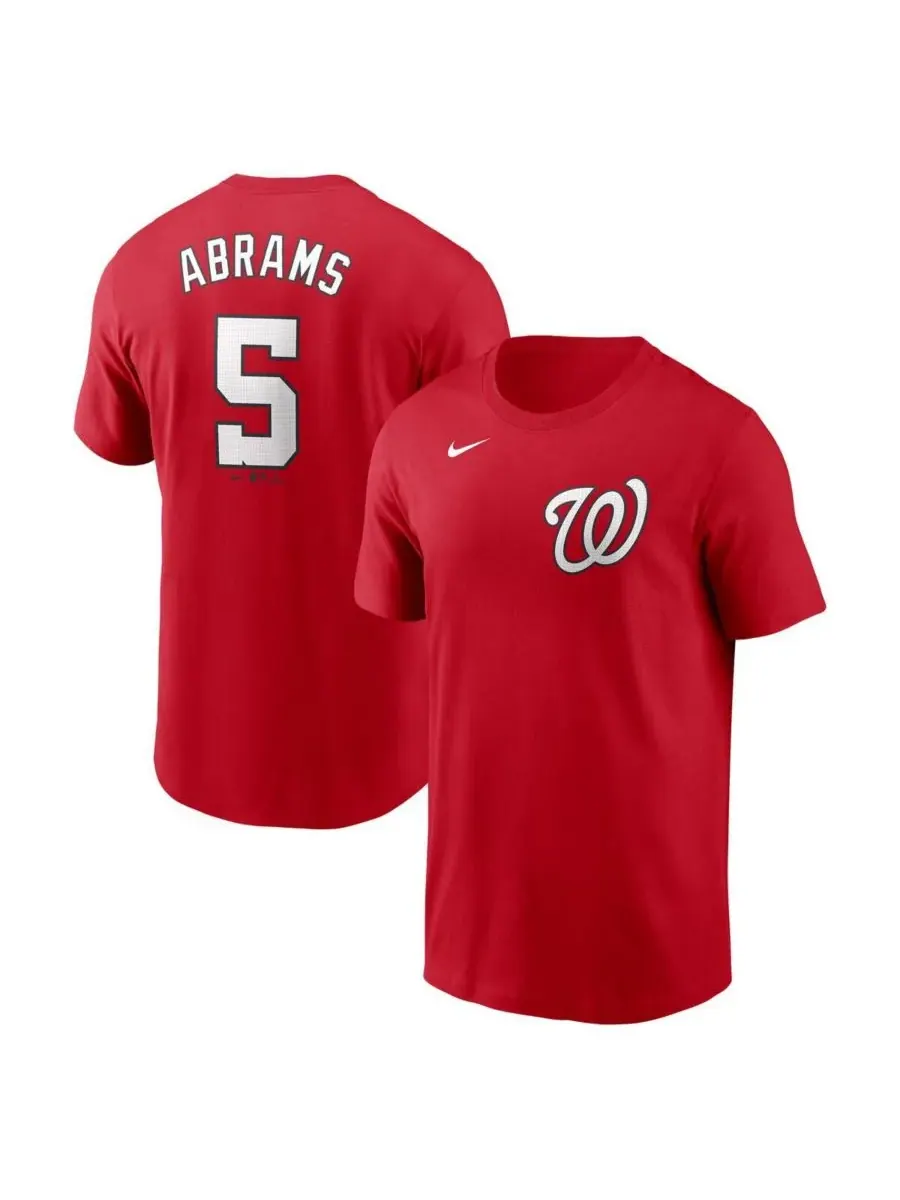 Nike Мужская красная футболка CJ Abrams Washington Nationals с фьюзом и номером игрока — изображение 1 из 3, красный
