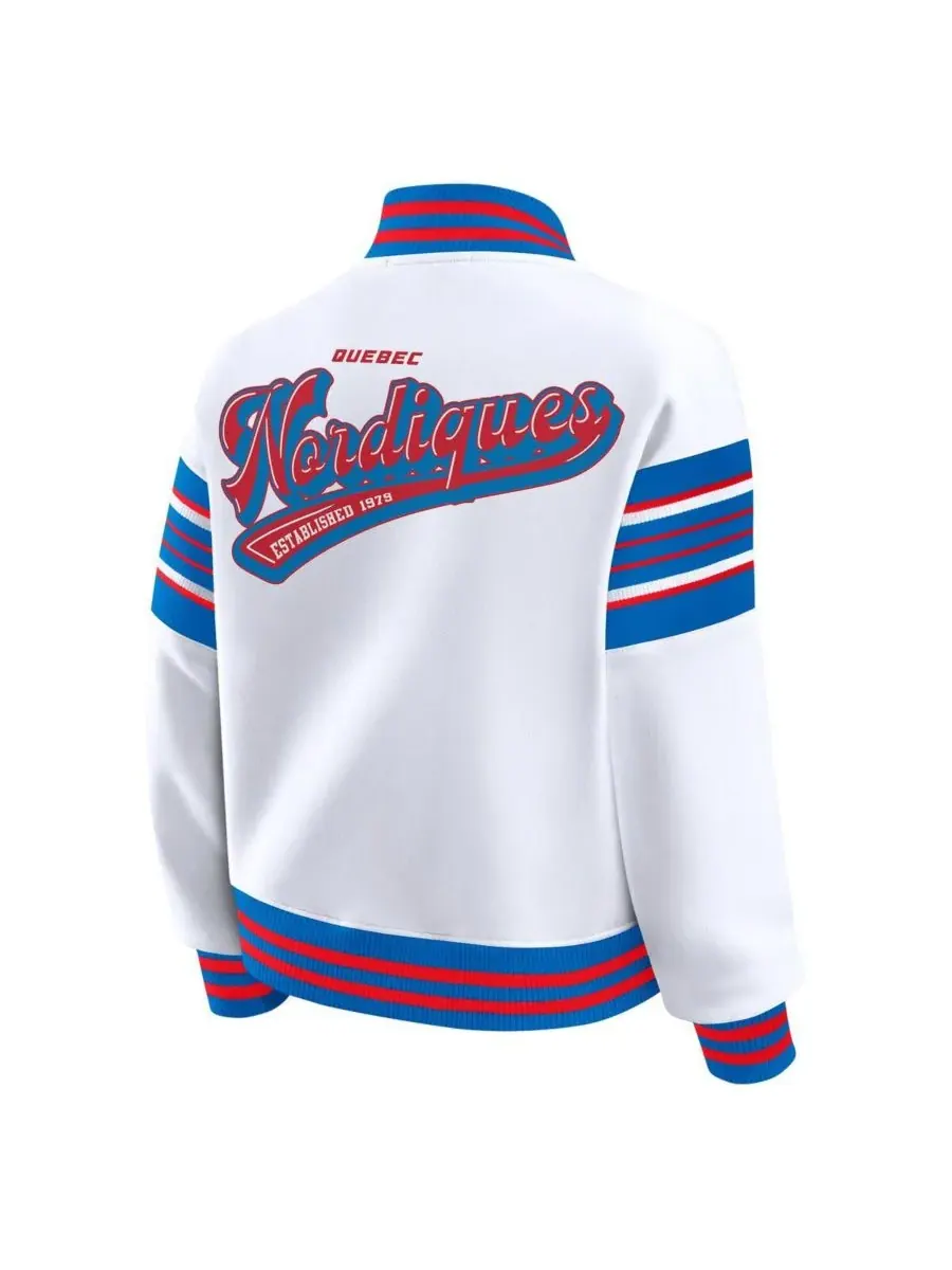 WEAR by Erin Andrews Женская флисовая толстовка Quebec Nordiques белого/синего цвета с застежкой на — изображение 2 из 3