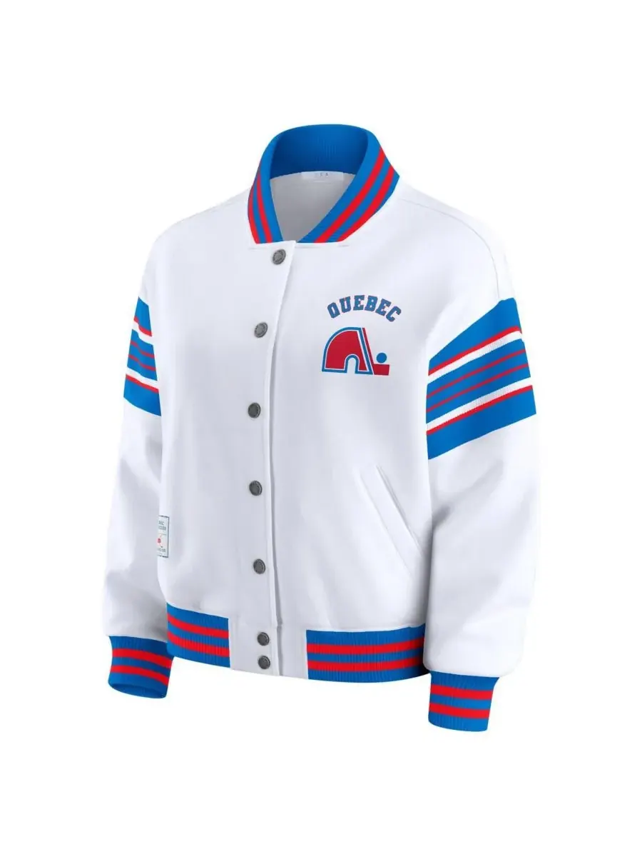 WEAR by Erin Andrews Женская флисовая толстовка Quebec Nordiques белого/синего цвета с застежкой на — изображение 3 из 3