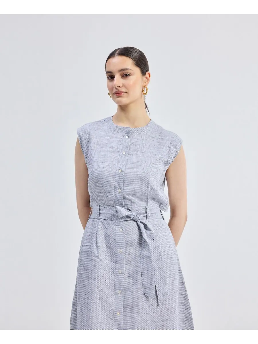 Женское льняное платье с вырезом на спине Reistor, Pin striped linen — изображение 5 из 6
