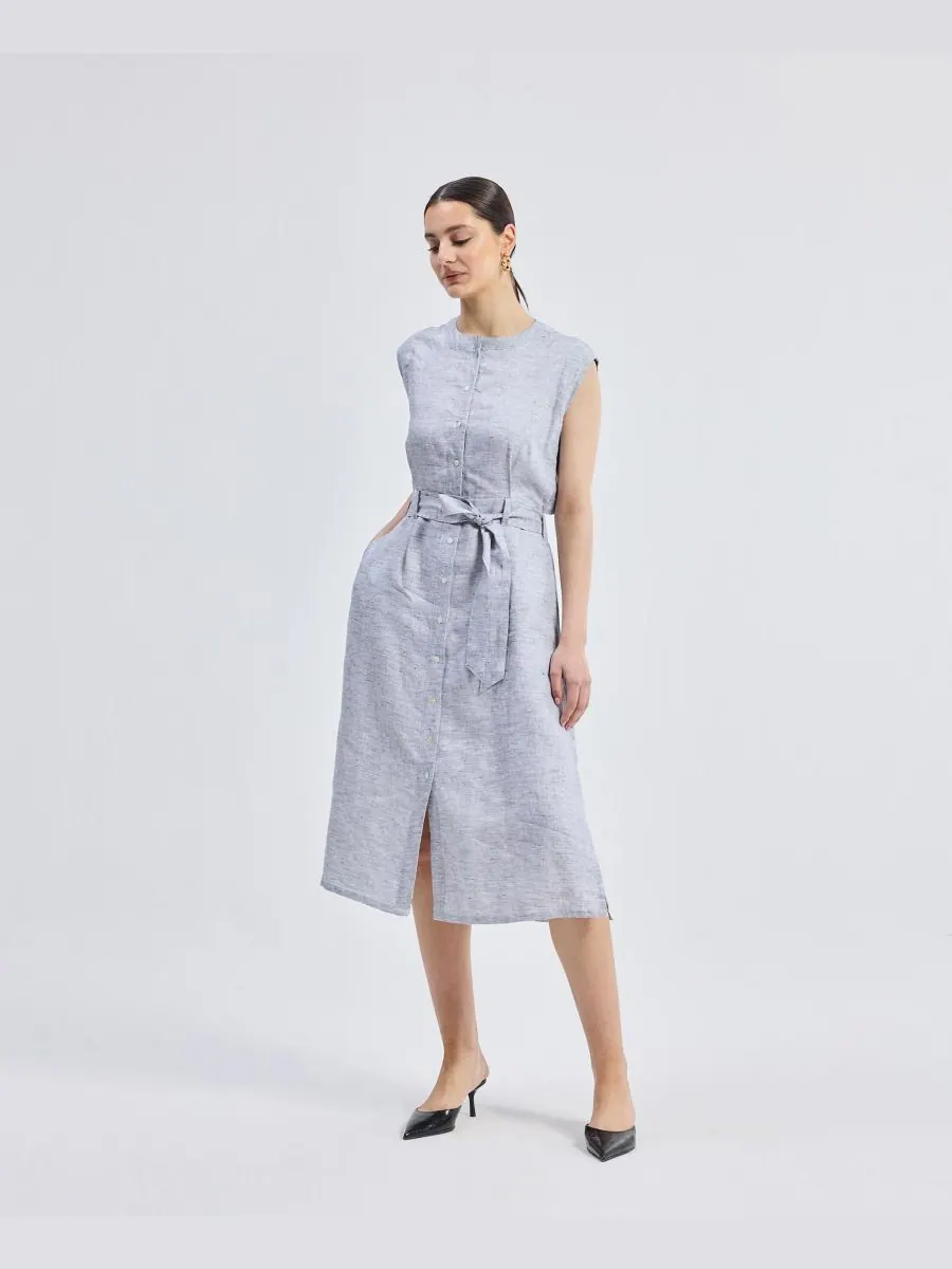 Женское льняное платье с вырезом на спине Reistor, Pin striped linen — изображение 6 из 6