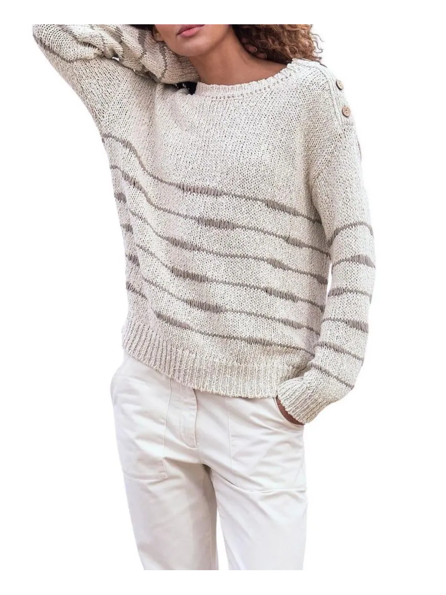 Женский бретонский свитер с ажурной вязкой Celtic & Co, Oatmeal taupe — изображение 7 из 7