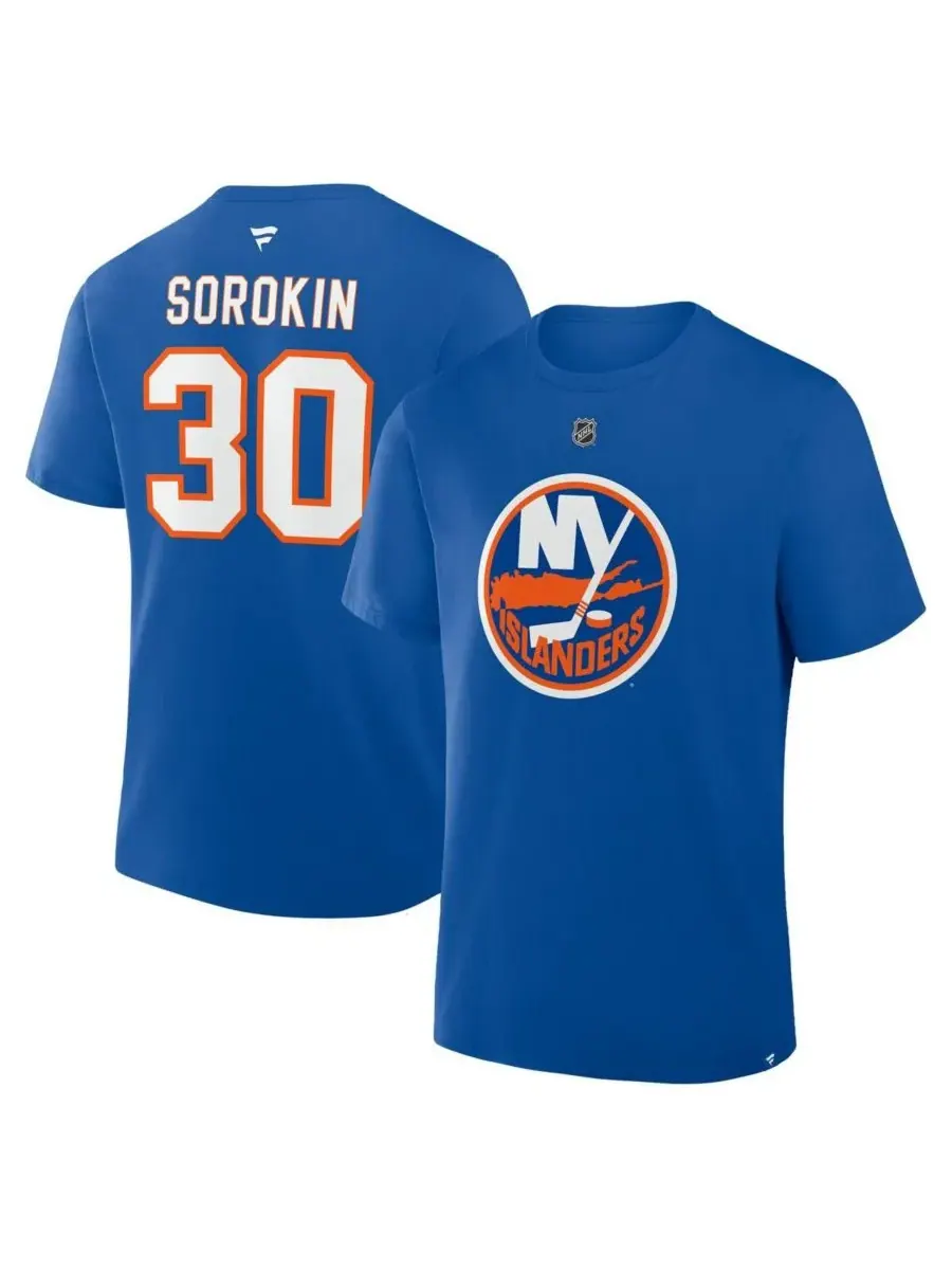 Мужская футболка с номером Ильи Сорокина, символика New York Islanders Fanatics — изображение 1 из 3, королевский