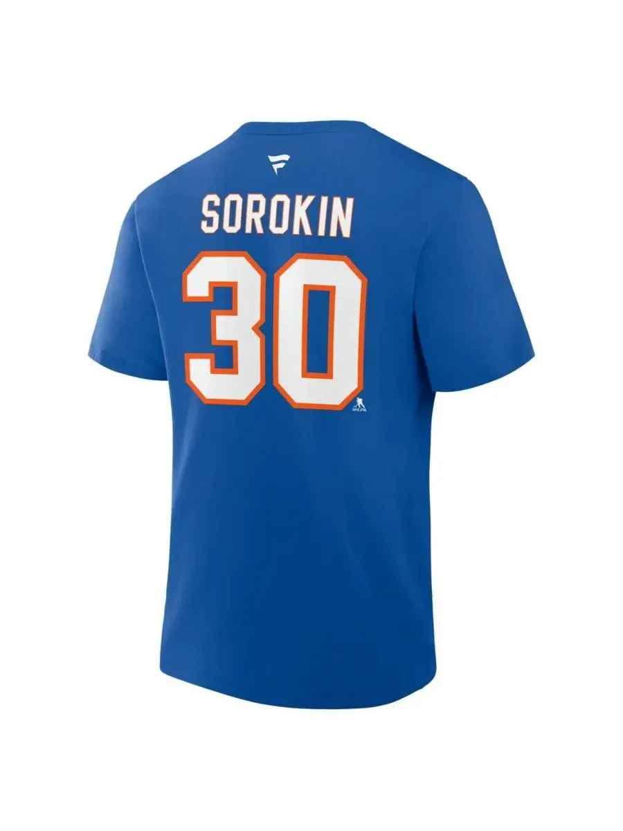 Мужская футболка с номером Ильи Сорокина, символика New York Islanders Fanatics — изображение 3 из 3, королевский