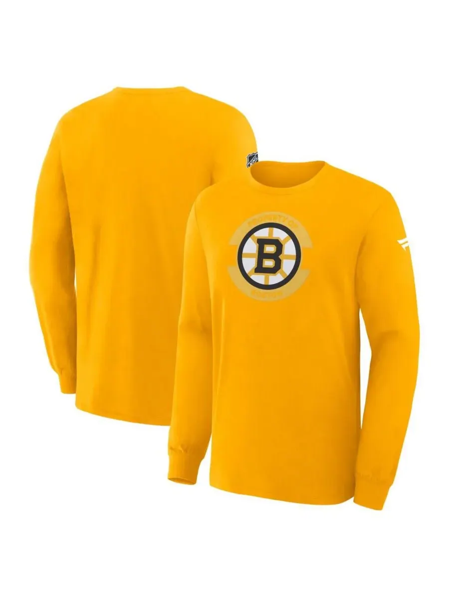 Мужская золотая футболка с длинным рукавом Boston Bruins Authentic Pro Property Of Practice Fanatics — изображение 1 из 3
