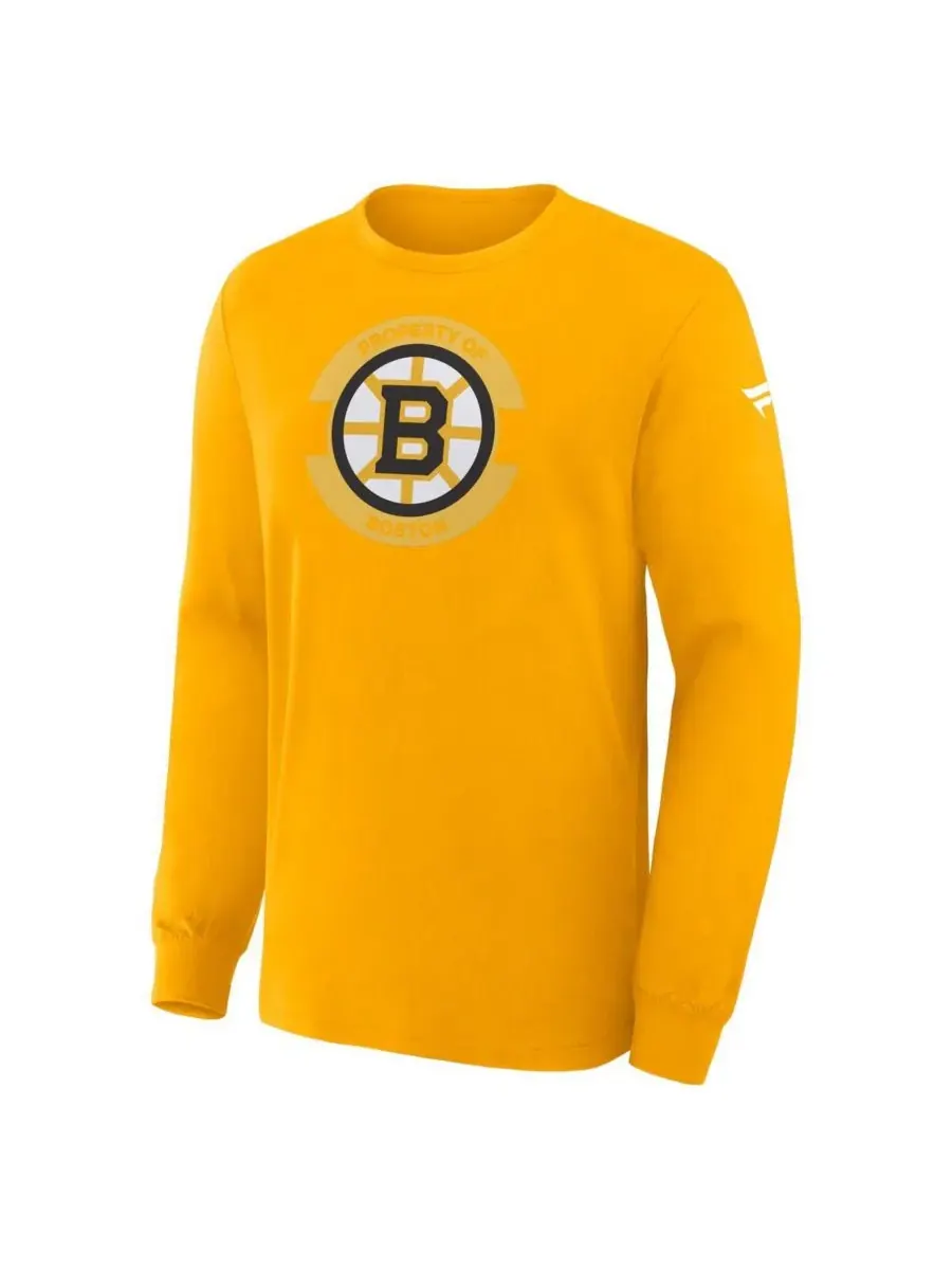 Мужская золотая футболка с длинным рукавом Boston Bruins Authentic Pro Property Of Practice Fanatics — изображение 2 из 3